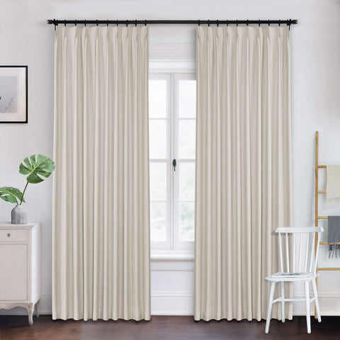 Frank Heavyweight Linen Blend Blackout Curtains - Thermal Insulated, Room Darkening, Pinch Pleat Drapes 1 Panel