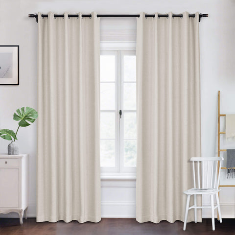 Frank Room Darkening Linen Blend Curtains Heavy Weight Thermal Blackout Drapes Grommet 1 Panel