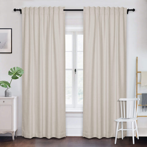 Frank Room Darkening Linen Blend Curtains Heavy Weight Thermal Drapes Back Tab & Rod Pocket 1 Panel