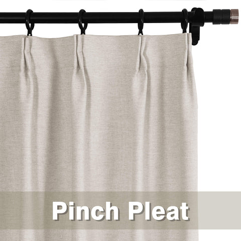Frank Heavyweight Linen Blend Blackout Curtains - Thermal Insulated, Room Darkening, Pinch Pleat Drapes 1 Panel