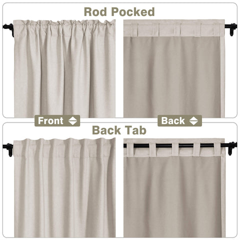 Frank Room Darkening Linen Blend Curtains Heavy Weight Thermal Drapes Back Tab & Rod Pocket 1 Panel