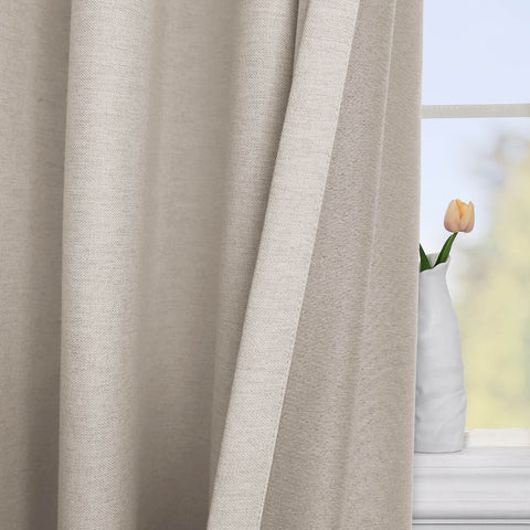 Frank Room Darkening Linen Blend Curtains Heavy Weight Thermal Drapes Back Tab & Rod Pocket 1 Panel