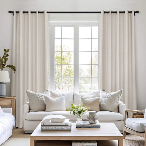 Frank Room Darkening Linen Blend Curtains Heavy Weight Thermal Blackout Drapes Grommet 1 Panel