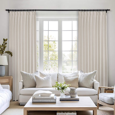 Frank Heavyweight Linen Blend Blackout Curtains - Thermal Insulated, Room Darkening, Pinch Pleat Drapes 1 Panel