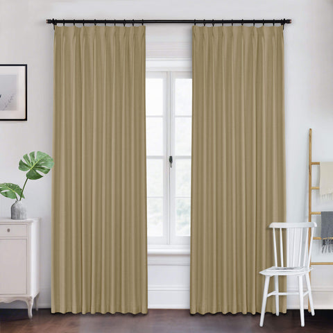 Frank Heavyweight Linen Blend Blackout Curtains - Thermal Insulated, Room Darkening, Pinch Pleat Drapes 1 Panel