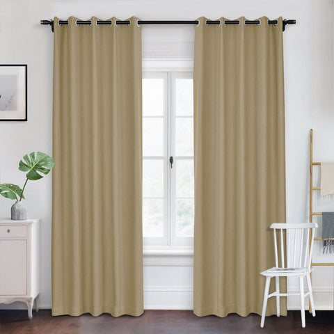 Frank Room Darkening Linen Blend Curtains Heavy Weight Thermal Blackout Drapes Grommet 1 Panel
