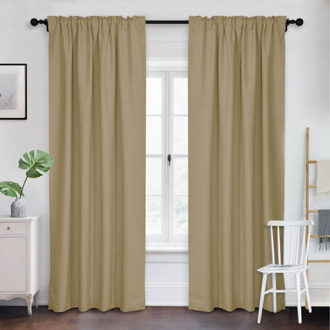 Frank Room Darkening Linen Blend Curtains Heavy Weight Thermal Drapes Back Tab & Rod Pocket 1 Panel