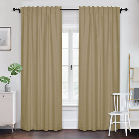 Frank Room Darkening Linen Blend Curtains Heavy Weight Thermal Drapes Back Tab & Rod Pocket 1 Panel