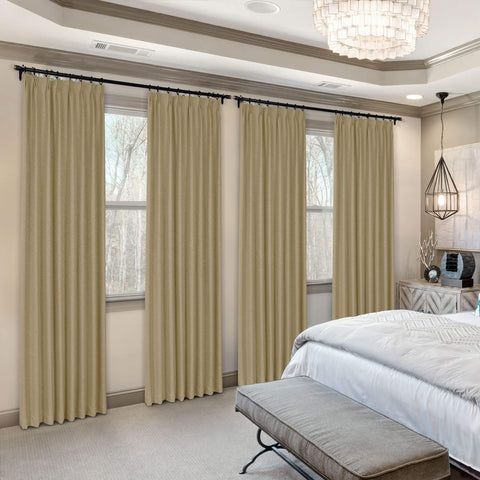 Frank Heavyweight Linen Blend Blackout Curtains - Thermal Insulated, Room Darkening, Pinch Pleat Drapes 1 Panel