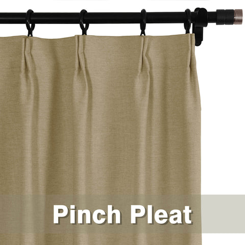 Frank Heavyweight Linen Blend Blackout Curtains - Thermal Insulated, Room Darkening, Pinch Pleat Drapes 1 Panel