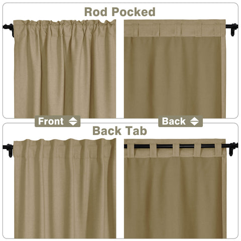 Frank Room Darkening Linen Blend Curtains Heavy Weight Thermal Drapes Back Tab & Rod Pocket 1 Panel