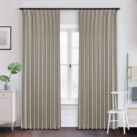 Frank Heavyweight Linen Blend Blackout Curtains - Thermal Insulated, Room Darkening, Pinch Pleat Drapes 1 Panel