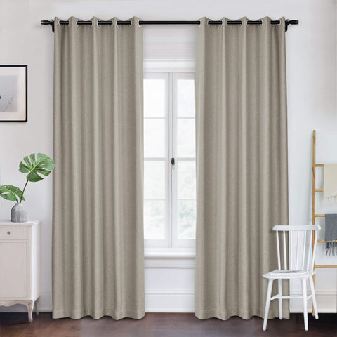 Frank Room Darkening Linen Blend Curtains Heavy Weight Thermal Blackout Drapes Grommet 1 Panel