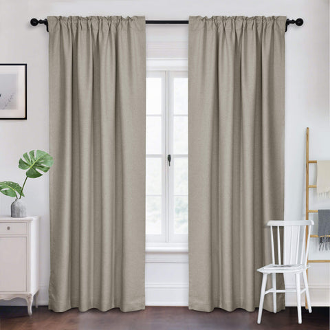 Frank Room Darkening Linen Blend Curtains Heavy Weight Thermal Drapes Back Tab & Rod Pocket 1 Panel