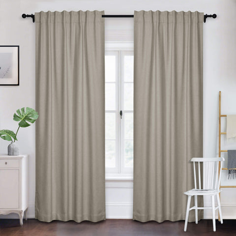 Frank Room Darkening Linen Blend Curtains Heavy Weight Thermal Drapes Back Tab & Rod Pocket 1 Panel