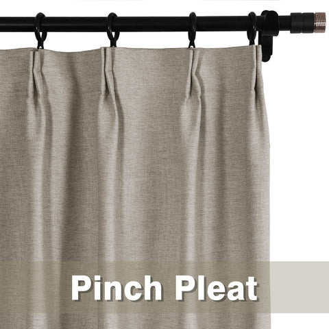 Frank Heavyweight Linen Blend Blackout Curtains - Thermal Insulated, Room Darkening, Pinch Pleat Drapes 1 Panel