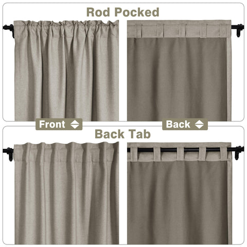 Frank Room Darkening Linen Blend Curtains Heavy Weight Thermal Drapes Back Tab & Rod Pocket 1 Panel