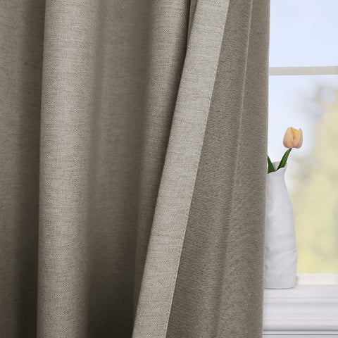 Frank Room Darkening Linen Blend Curtains Heavy Weight Thermal Blackout Drapes Grommet 1 Panel