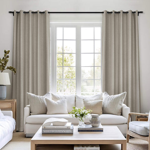 Frank Room Darkening Linen Blend Curtains Heavy Weight Thermal Blackout Drapes Grommet 1 Panel