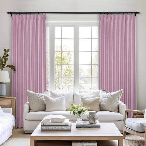 Frank Heavyweight Linen Blend Blackout Curtains - Thermal Insulated, Room Darkening, Pinch Pleat Drapes 1 Panel