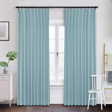 Frank Heavyweight Linen Blend Blackout Curtains - Thermal Insulated, Room Darkening, Pinch Pleat Drapes 1 Panel