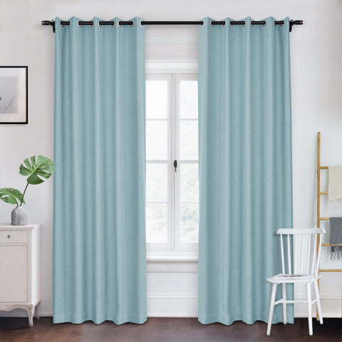 Frank Room Darkening Linen Blend Curtains Heavy Weight Thermal Blackout Drapes Grommet 1 Panel