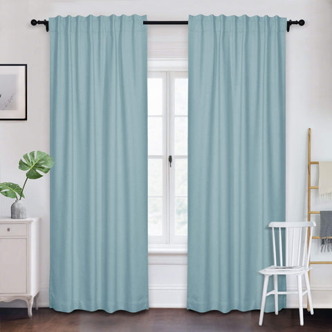 Frank Room Darkening Linen Blend Curtains Heavy Weight Thermal Drapes Back Tab & Rod Pocket 1 Panel