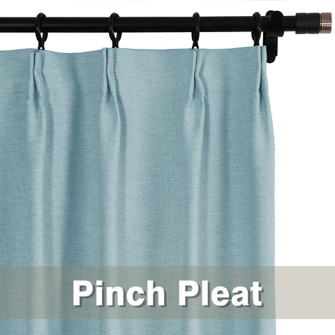 Frank Heavyweight Linen Blend Blackout Curtains - Thermal Insulated, Room Darkening, Pinch Pleat Drapes 1 Panel