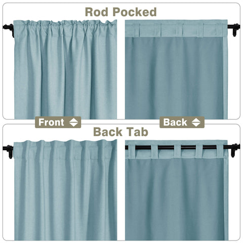 Frank Room Darkening Linen Blend Curtains Heavy Weight Thermal Drapes Back Tab & Rod Pocket 1 Panel