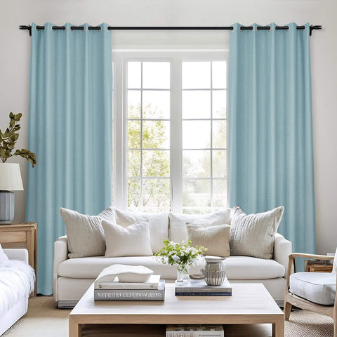 Frank Room Darkening Linen Blend Curtains Heavy Weight Thermal Blackout Drapes Grommet 1 Panel
