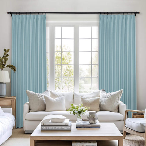 Frank Heavyweight Linen Blend Blackout Curtains - Thermal Insulated, Room Darkening, Pinch Pleat Drapes 1 Panel