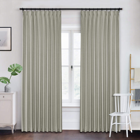 Frank Heavyweight Linen Blend Blackout Curtains - Thermal Insulated, Room Darkening, Pinch Pleat Drapes 1 Panel