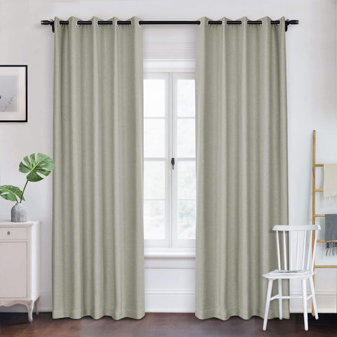 Frank Room Darkening Linen Blend Curtains Heavy Weight Thermal Blackout Drapes Grommet 1 Panel
