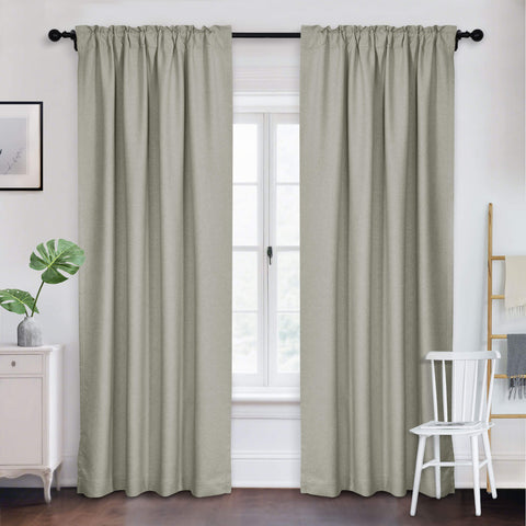 Frank Room Darkening Linen Blend Curtains Heavy Weight Thermal Drapes Back Tab & Rod Pocket 1 Panel