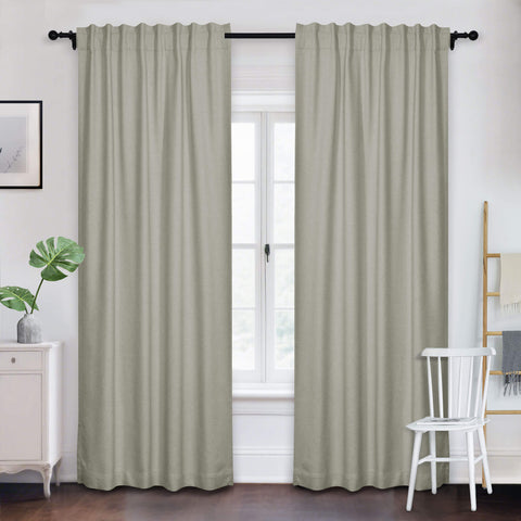 Frank Room Darkening Linen Blend Curtains Heavy Weight Thermal Drapes Back Tab & Rod Pocket 1 Panel