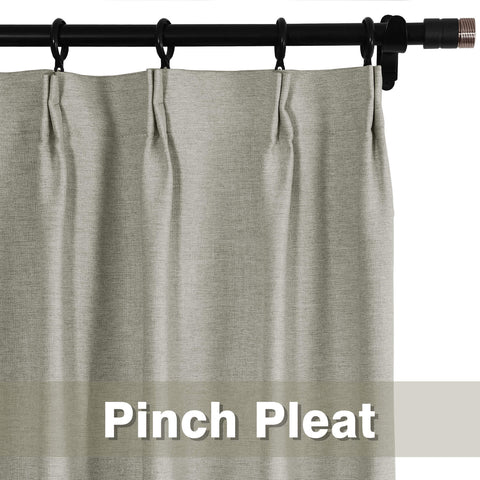Frank Heavyweight Linen Blend Blackout Curtains - Thermal Insulated, Room Darkening, Pinch Pleat Drapes 1 Panel