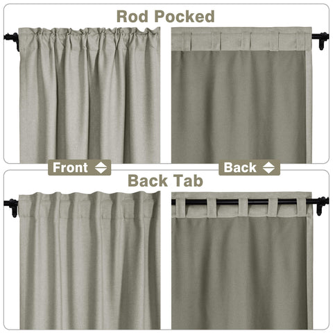 Frank Room Darkening Linen Blend Curtains Heavy Weight Thermal Drapes Back Tab & Rod Pocket 1 Panel
