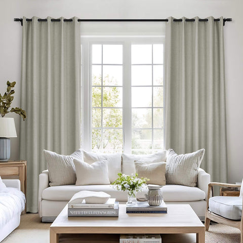 Frank Room Darkening Linen Blend Curtains Heavy Weight Thermal Blackout Drapes Grommet 1 Panel