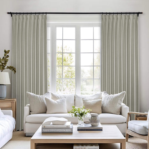 Frank Heavyweight Linen Blend Blackout Curtains - Thermal Insulated, Room Darkening, Pinch Pleat Drapes 1 Panel