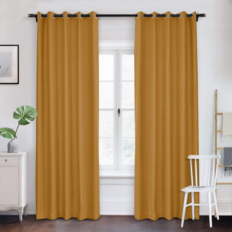 Frank Room Darkening Linen Blend Curtains Heavy Weight Thermal Blackout Drapes Grommet 1 Panel