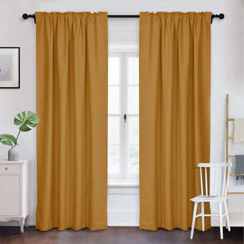 Frank Room Darkening Linen Blend Curtains Heavy Weight Thermal Drapes Back Tab & Rod Pocket 1 Panel