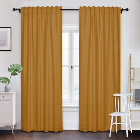 Frank Room Darkening Linen Blend Curtains Heavy Weight Thermal Drapes Back Tab & Rod Pocket 1 Panel