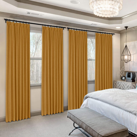 Frank Heavyweight Linen Blend Blackout Curtains - Thermal Insulated, Room Darkening, Pinch Pleat Drapes 1 Panel