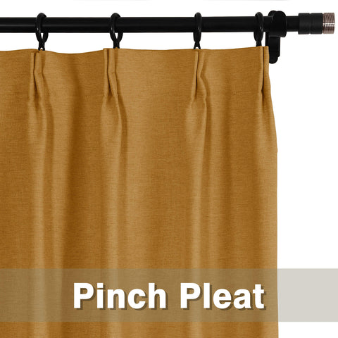 Frank Heavyweight Linen Blend Blackout Curtains - Thermal Insulated, Room Darkening, Pinch Pleat Drapes 1 Panel