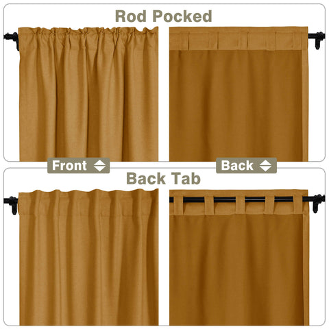 Frank Room Darkening Linen Blend Curtains Heavy Weight Thermal Drapes Back Tab & Rod Pocket 1 Panel