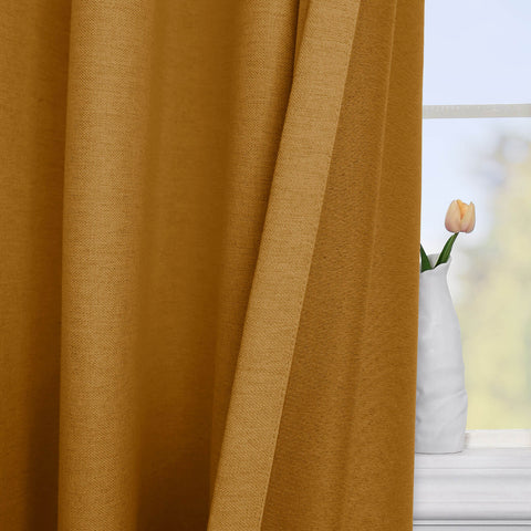 Frank Room Darkening Linen Blend Curtains Heavy Weight Thermal Blackout Drapes Grommet 1 Panel
