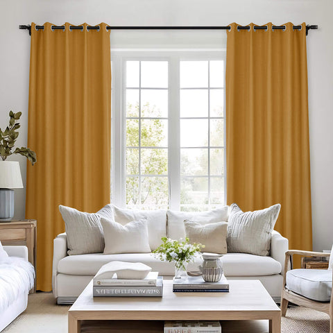 Frank Room Darkening Linen Blend Curtains Heavy Weight Thermal Blackout Drapes Grommet 1 Panel