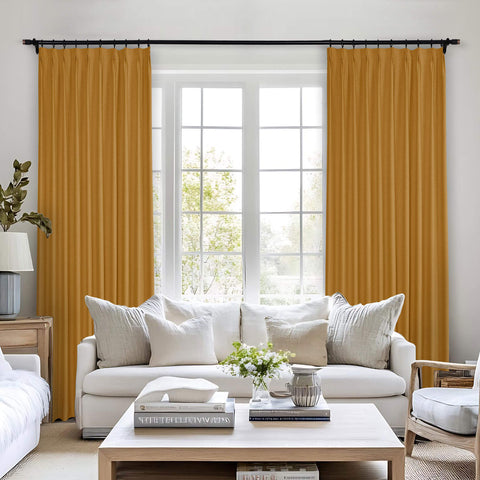Frank Heavyweight Linen Blend Blackout Curtains - Thermal Insulated, Room Darkening, Pinch Pleat Drapes 1 Panel