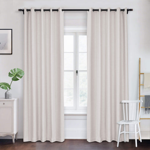 Frank Room Darkening Linen Blend Curtains Heavy Weight Thermal Blackout Drapes Grommet 1 Panel