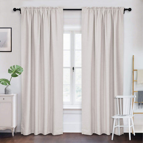 Frank Room Darkening Linen Blend Curtains Heavy Weight Thermal Drapes Back Tab & Rod Pocket 1 Panel